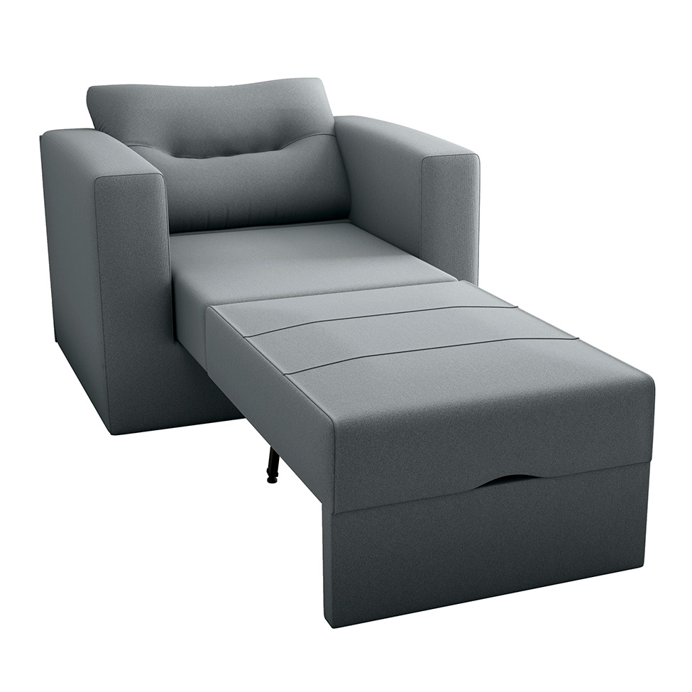 Sofá-Cama Solteiro Marisol Suede Cinza