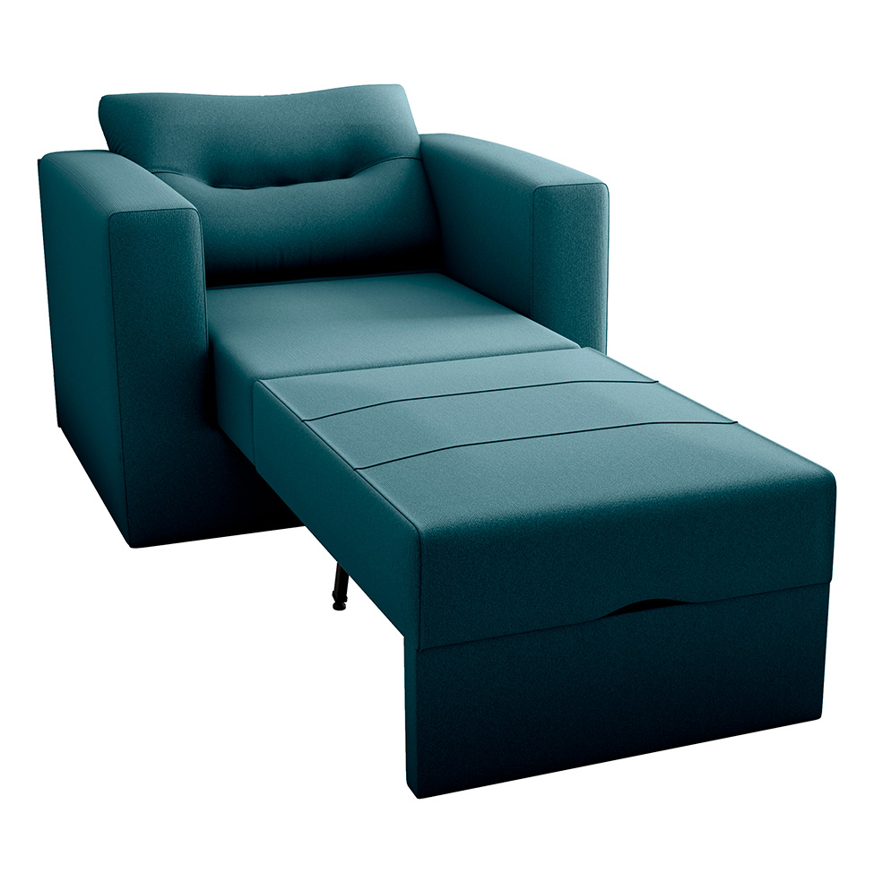 Sofá-Cama Solteiro Marisol Suede Petróleo
