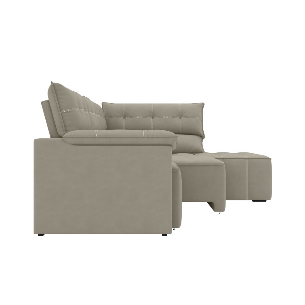 Sofá de Canto 3 Lugares Santorini Veludo Capuccino 230 cm