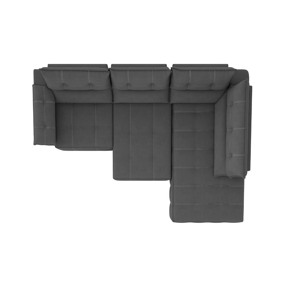 Sofá de Canto 3 Lugares Santorini Veludo Cinza 230 cm