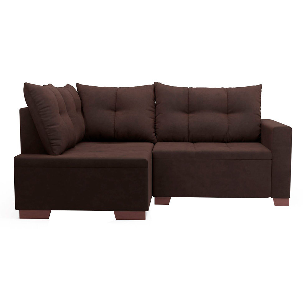Sofá de Canto 4 Lugares Leme Suede Marrom