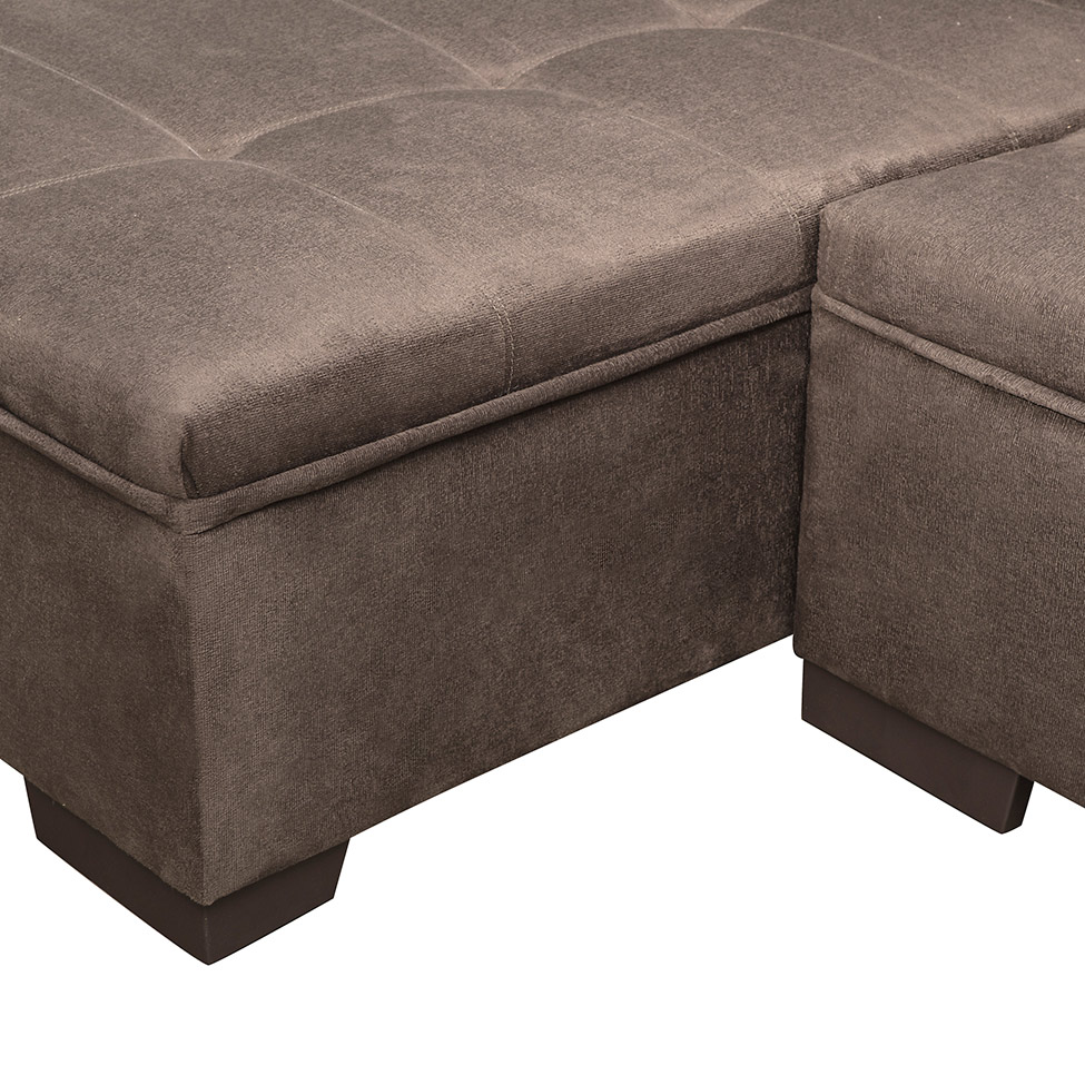Sofá de Canto 5 Lugares com Chaise Esquerdo Guarapari Suede Café