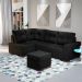 Sofá de Canto 6 Lugares Gávea Suede Preto