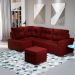 Sofá de Canto 6 Lugares Gávea Suede Vermelho