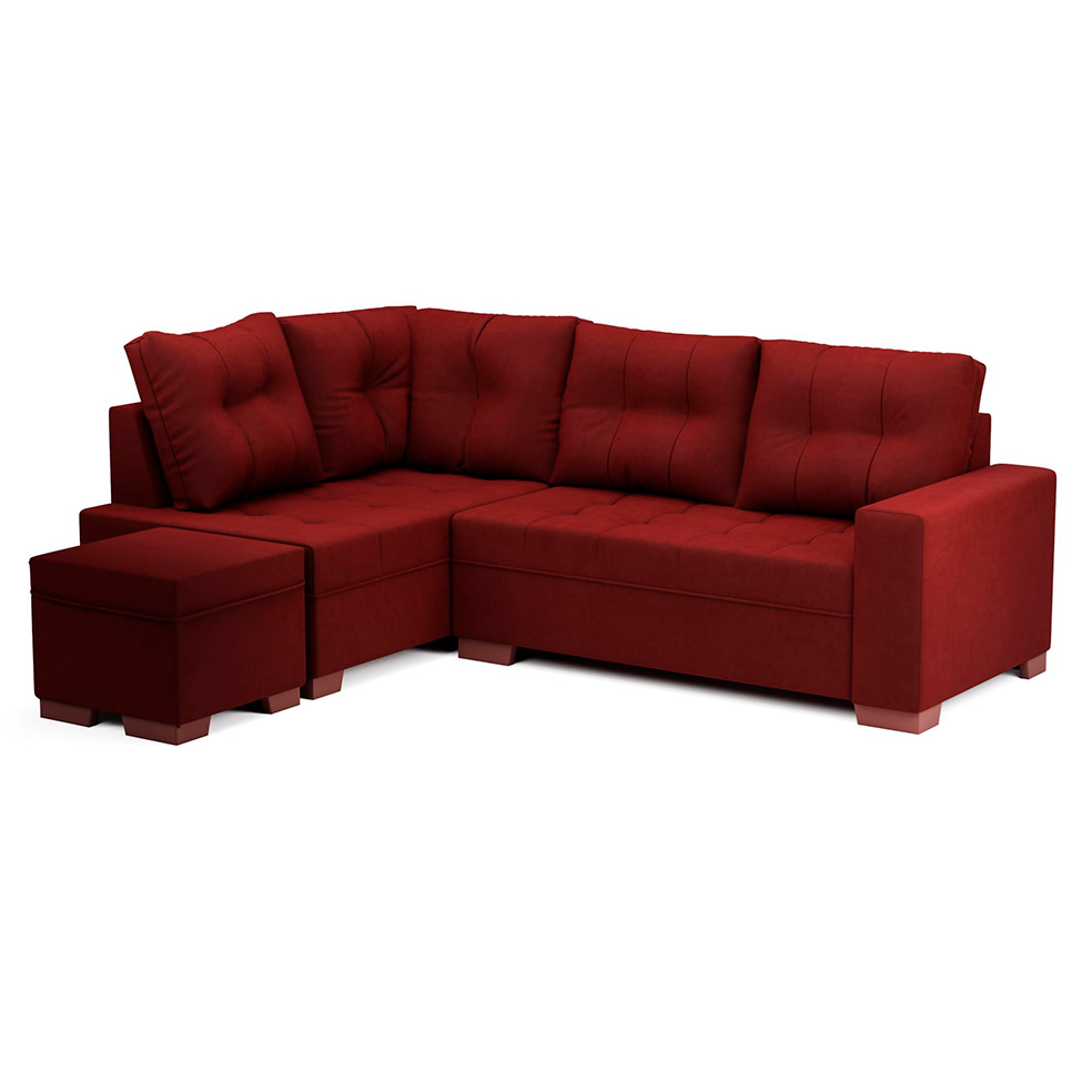 Sofá de Canto 6 Lugares Gávea Suede Vermelho