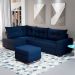 Sofá de Canto 7 Lugares Glória Suede Azul