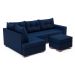 Sofá de Canto 7 Lugares Glória Suede Azul