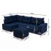 Sofá de Canto 7 Lugares Glória Suede Azul
