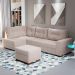 Sofá de Canto 7 Lugares Glória Suede Bege