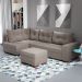 Sofá de Canto 7 Lugares Glória Suede Cinza
