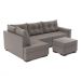 Sofá de Canto 7 Lugares Glória Suede Cinza