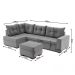 Sofá de Canto 7 Lugares Glória Suede Cinza