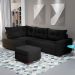 Sofá de Canto 7 Lugares Glória Suede Preto