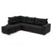 Sofá de Canto 7 Lugares Glória Suede Preto