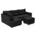 Sofá de Canto 7 Lugares Glória Suede Preto