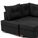 Sofá de Canto 7 Lugares Glória Suede Preto