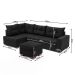 Sofá de Canto 7 Lugares Glória Suede Preto