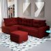 Sofá de Canto 7 Lugares Glória Suede Vermelho