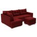 Sofá de Canto 7 Lugares Glória Suede Vermelho