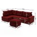 Sofá de Canto 7 Lugares Glória Suede Vermelho