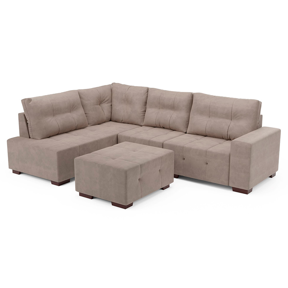 Sofá de Canto 8 Lugares Ipanema Suede Bege