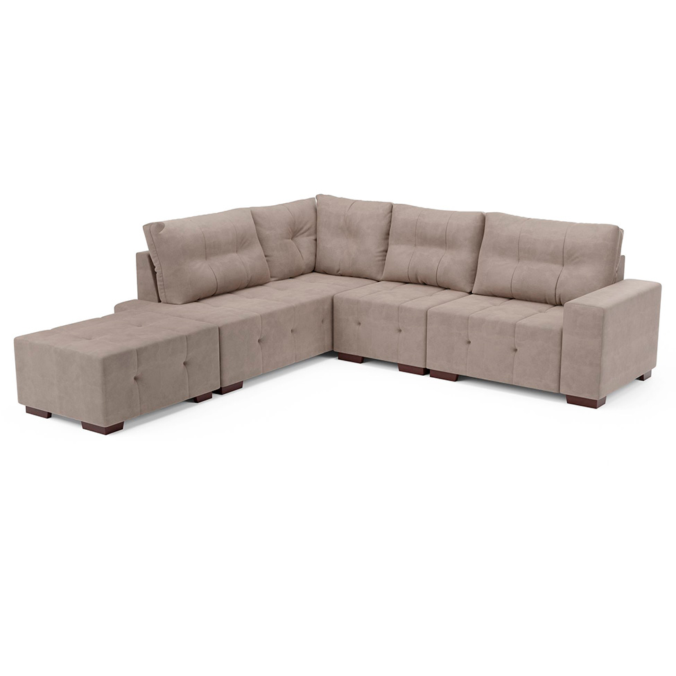 Sofá de Canto 8 Lugares Ipanema Suede Bege