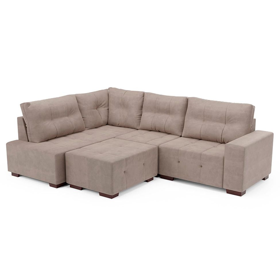 Sofá de Canto 8 Lugares Ipanema Suede Bege