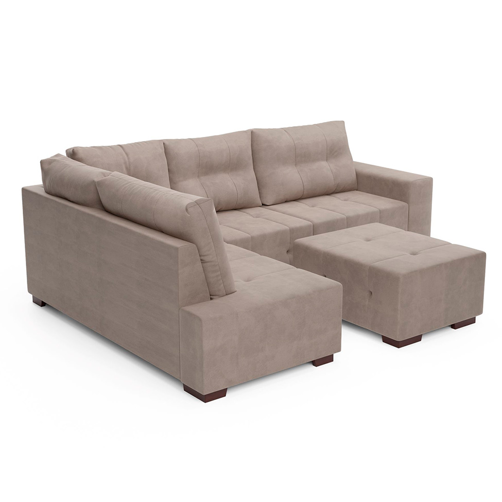Sofá de Canto 8 Lugares Ipanema Suede Bege