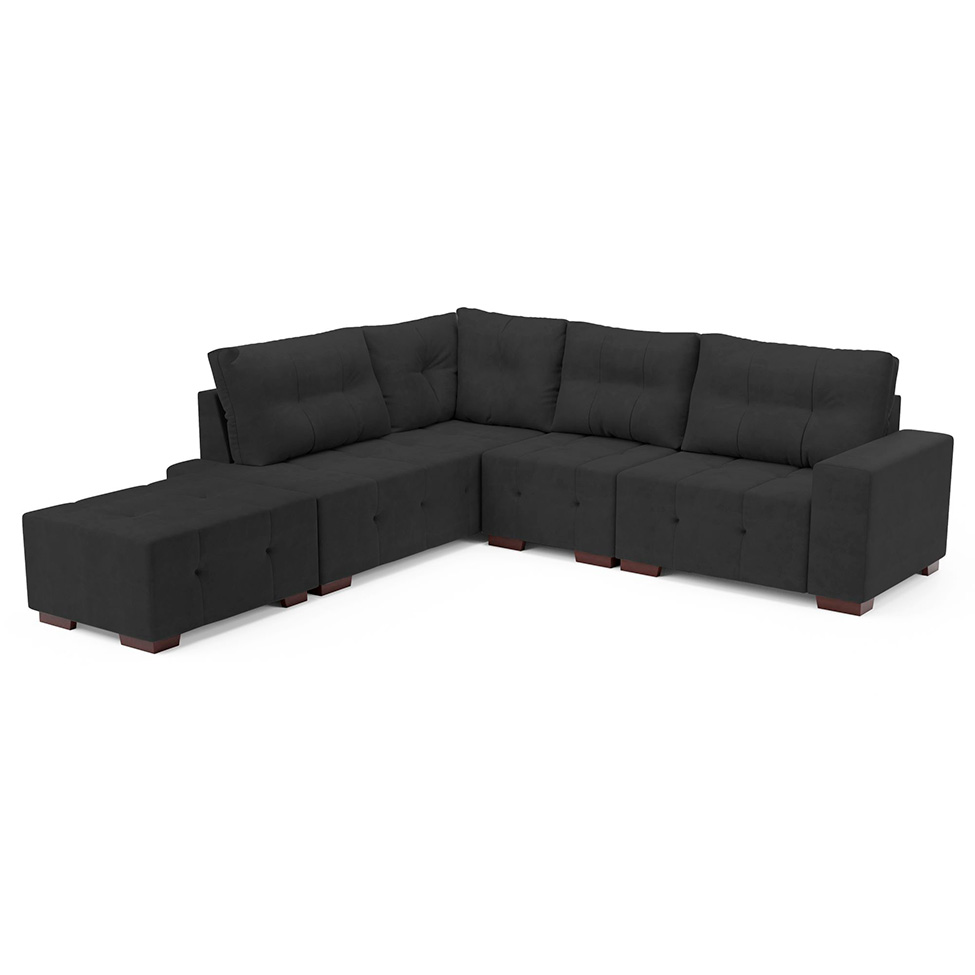 Sofá de Canto 8 Lugares Ipanema Suede Cinza Escuro