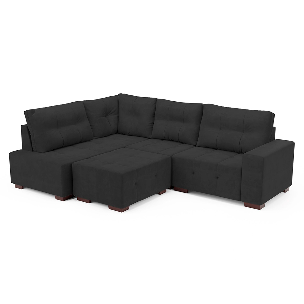 Sofá de Canto 8 Lugares Ipanema Suede Cinza Escuro