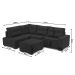 Sofá de Canto 8 Lugares Ipanema Suede Cinza Escuro