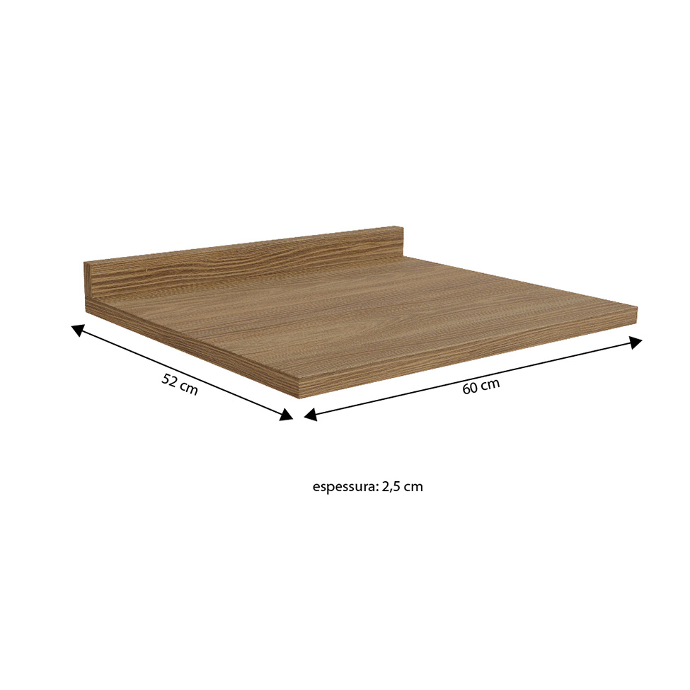 Tampo para Balcão Valence Nogueira 60 cm
