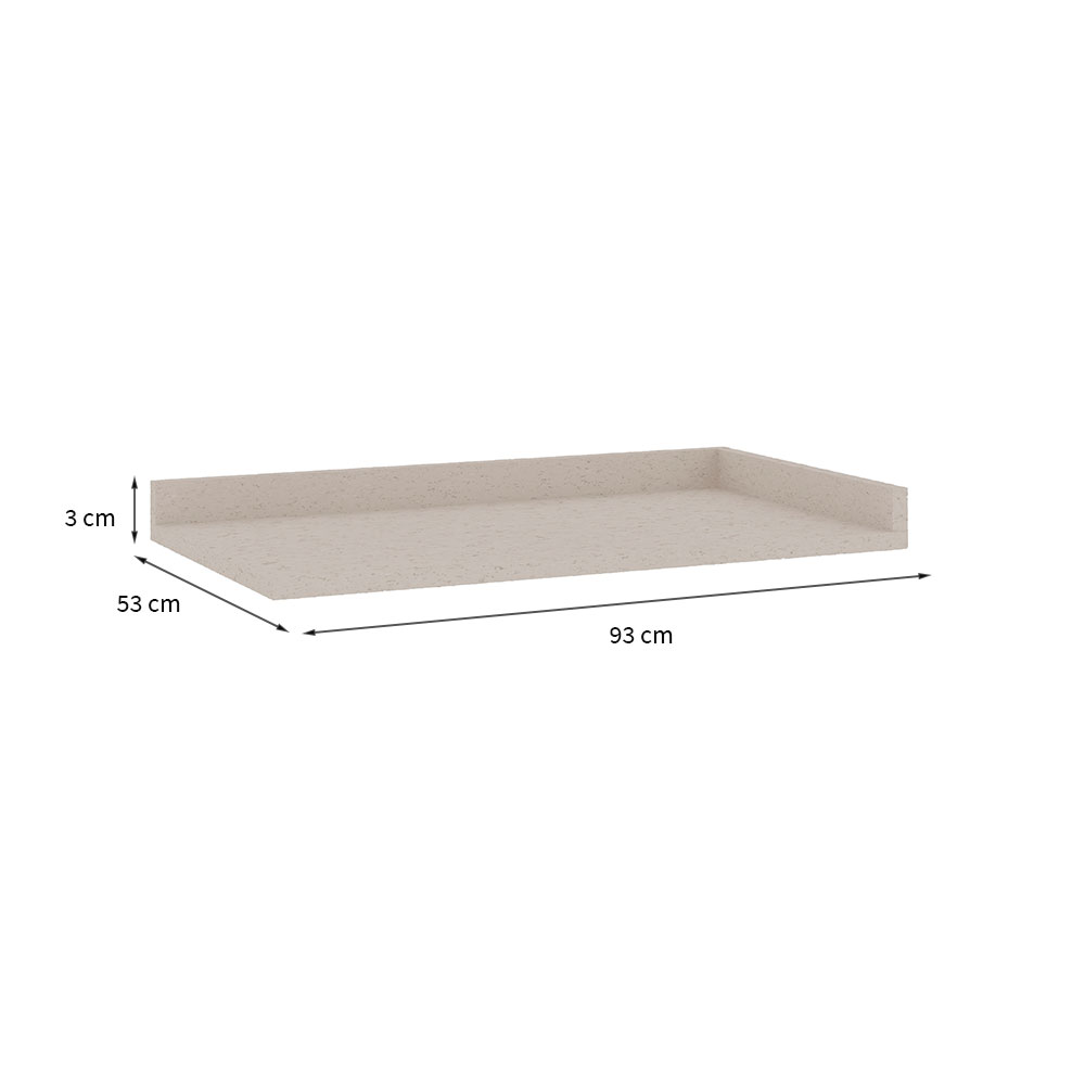 Tampo para Balcão de Canto Iluminata Branco e Fendi 93 cm