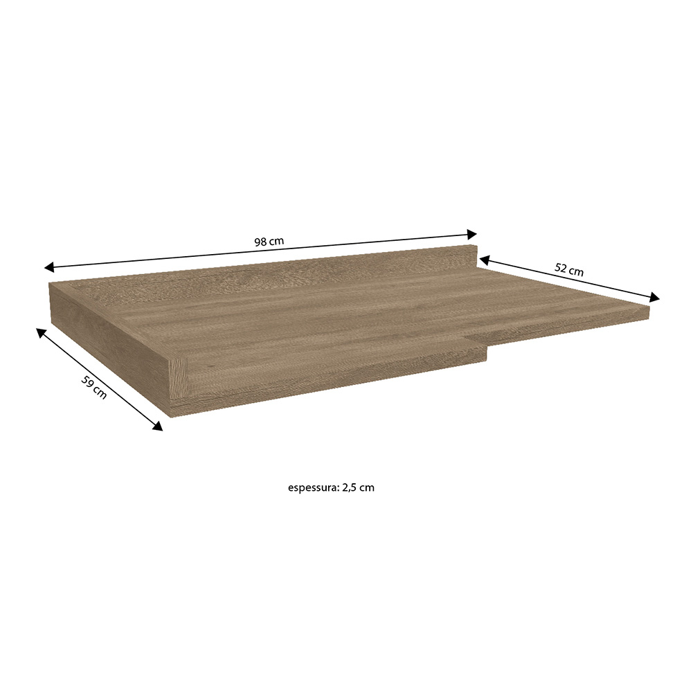 Tampo para Balcão de Canto Valence Nogal 98 cm
