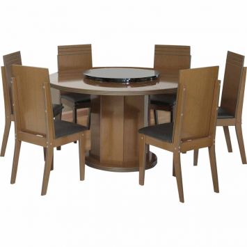 Conjunto de Mesa de Jantar Esmeralda I Imbuia & Preto Modocasa