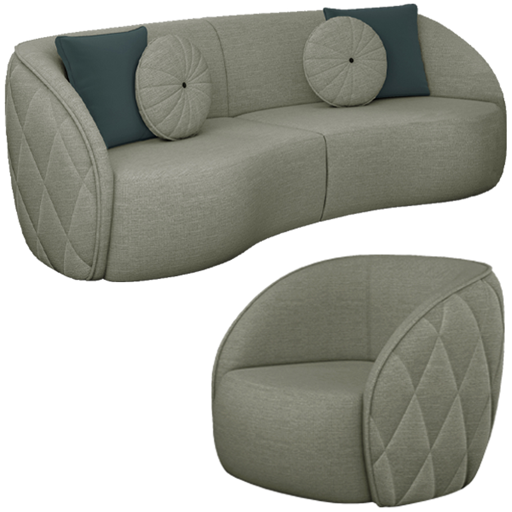 Jogo Sofa 240 cm 3 Lug E Poltrona 1 Lug Passion TCE 1026 Linho Moll