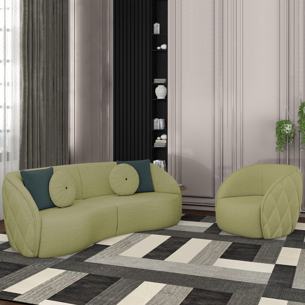 Jogo Sofa 240 cm 3 Lug E Poltrona 1 Lug Passion TCE 1027 Linho Moll