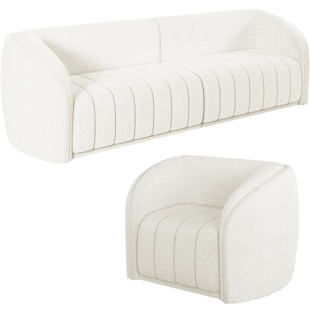 Jogo Sofa 292 cm 4 Lug E Poltrona 1 Lug Memphis TCE 1000 Boucle Moll