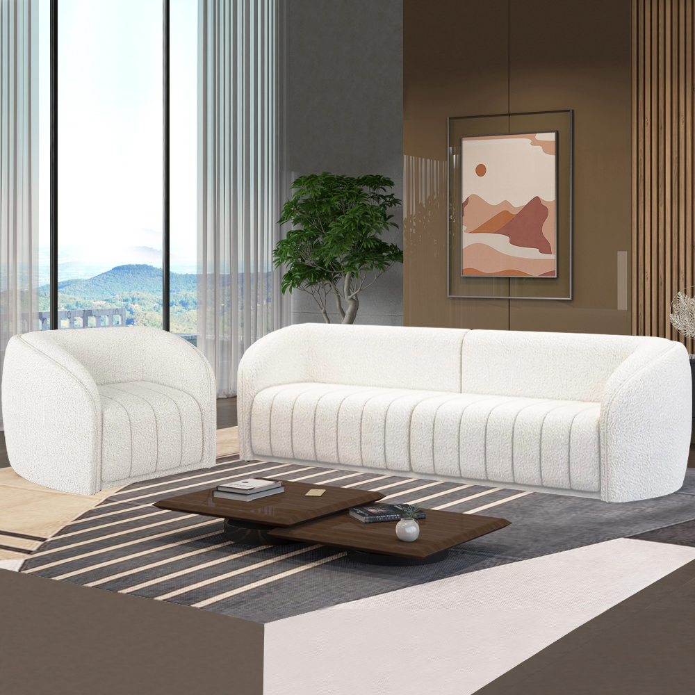 Jogo Sofa 292 cm 4 Lug E Poltrona 1 Lug Memphis TCE 1000 Boucle Moll