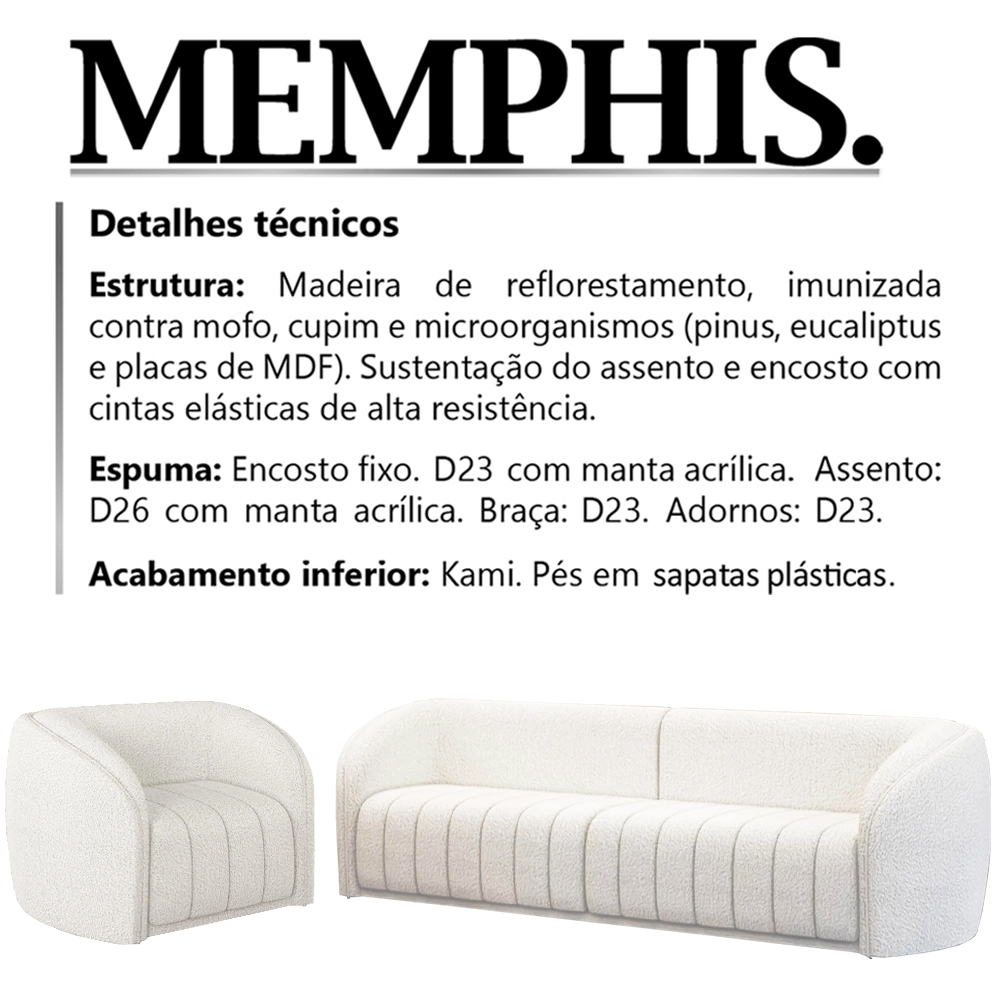 Jogo Sofa 292 cm 4 Lug E Poltrona 1 Lug Memphis TCE 1000 Boucle Moll