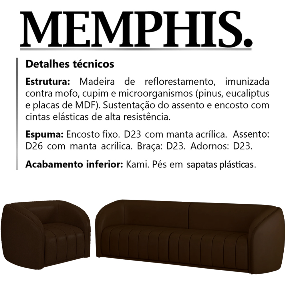 Jogo Sofa 332 cm 4 Lug E Poltrona 1 Lug Memphis TCS 721 Corano Moll