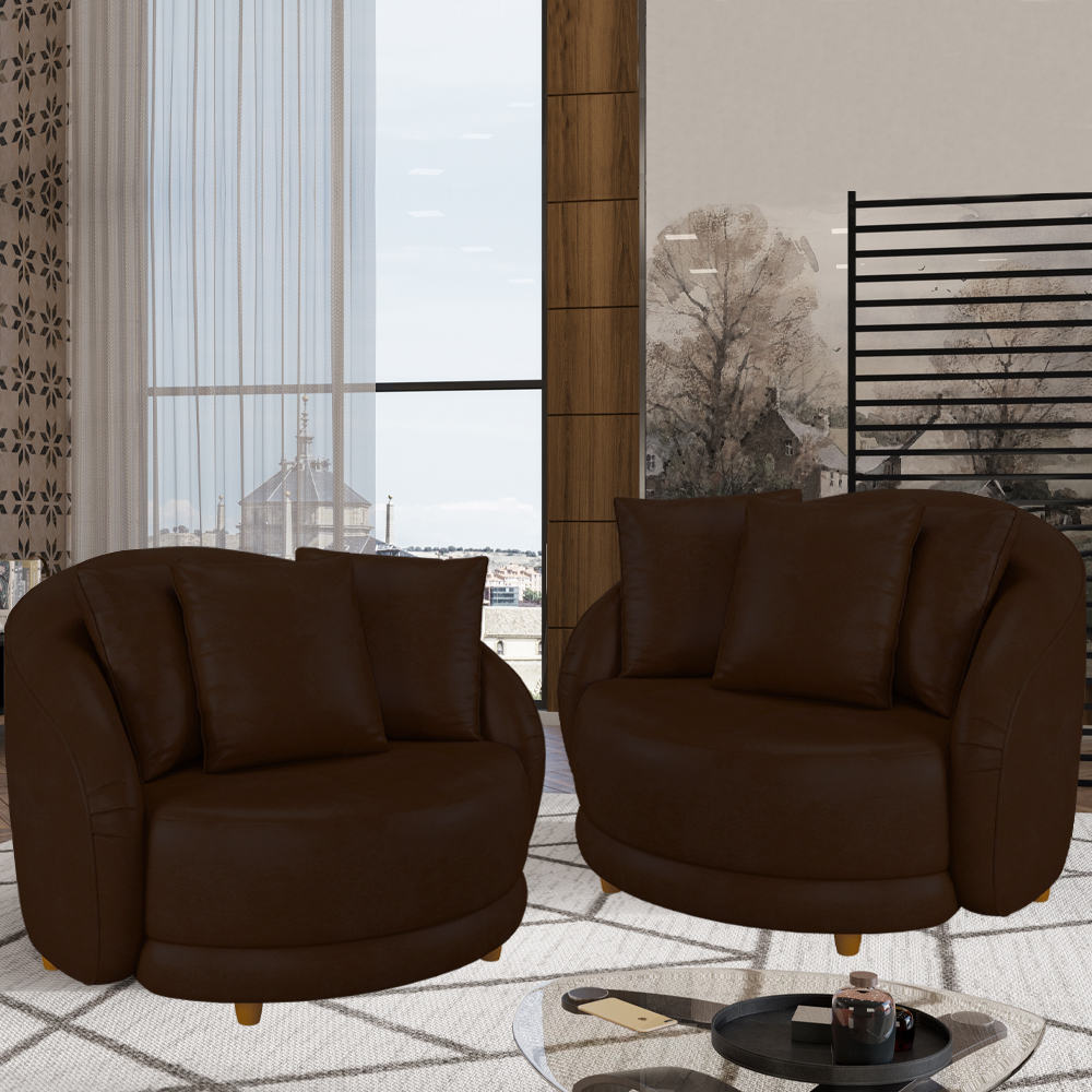 Kit 2 Poltronas Decorativas Pes Madeira Maly Corano TCS 721 Moll