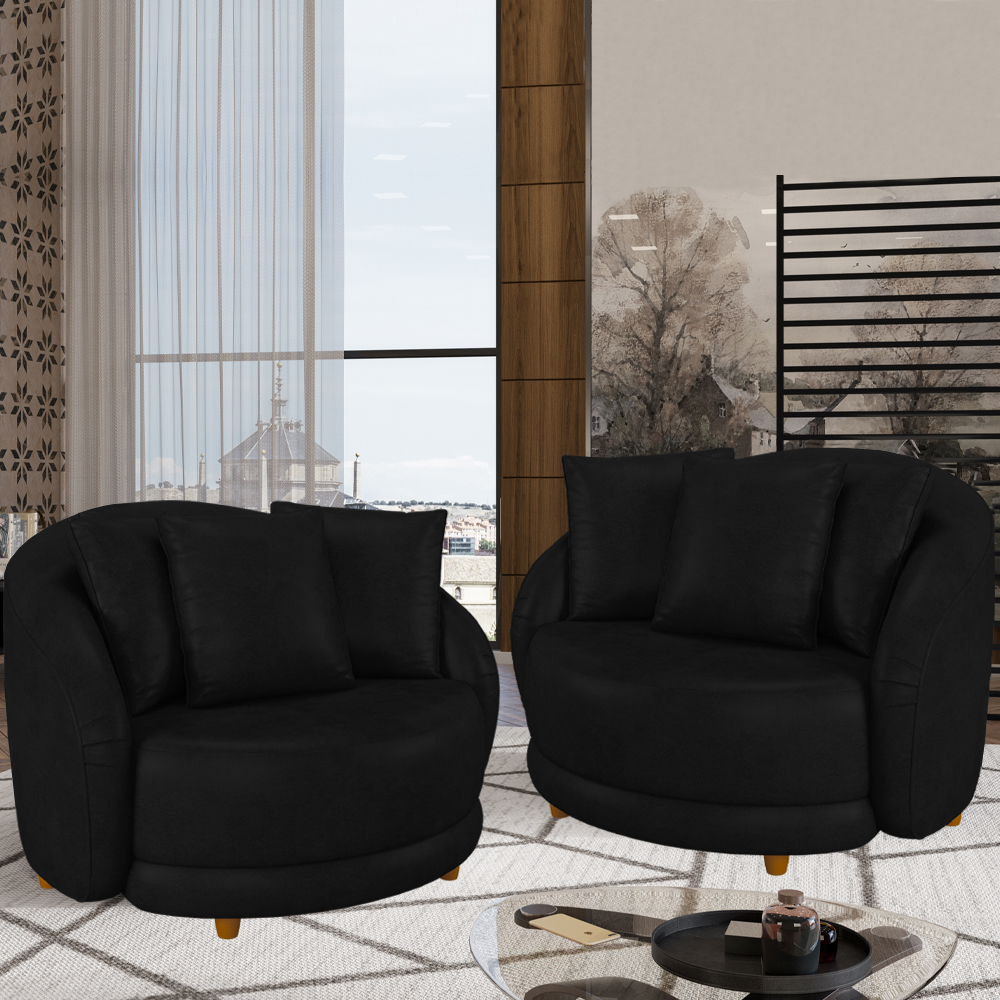 Kit 2 Poltronas Decorativas Pes Madeira Maly Corano TCS 724 Moll
