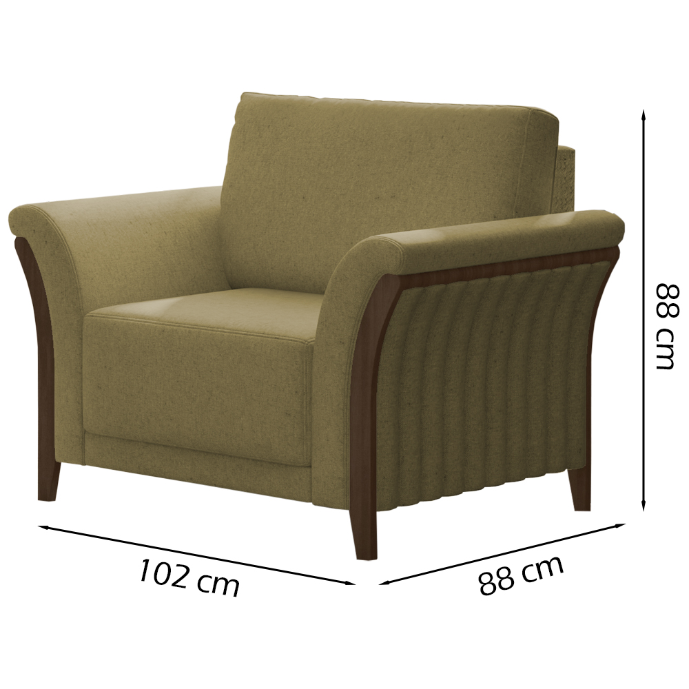 Kit Sofa 162 cm E Poltrona Decorativa Royalle Linho TCE 1025 Moll