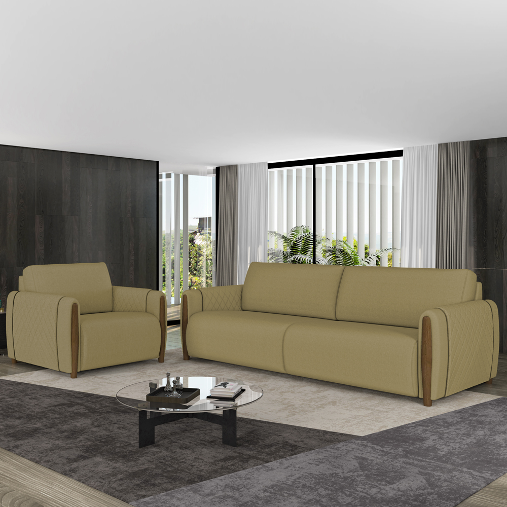 Kit Sofa 168 cm E Poltrona Decorativa Encanto Linho TCE 1025 Moll