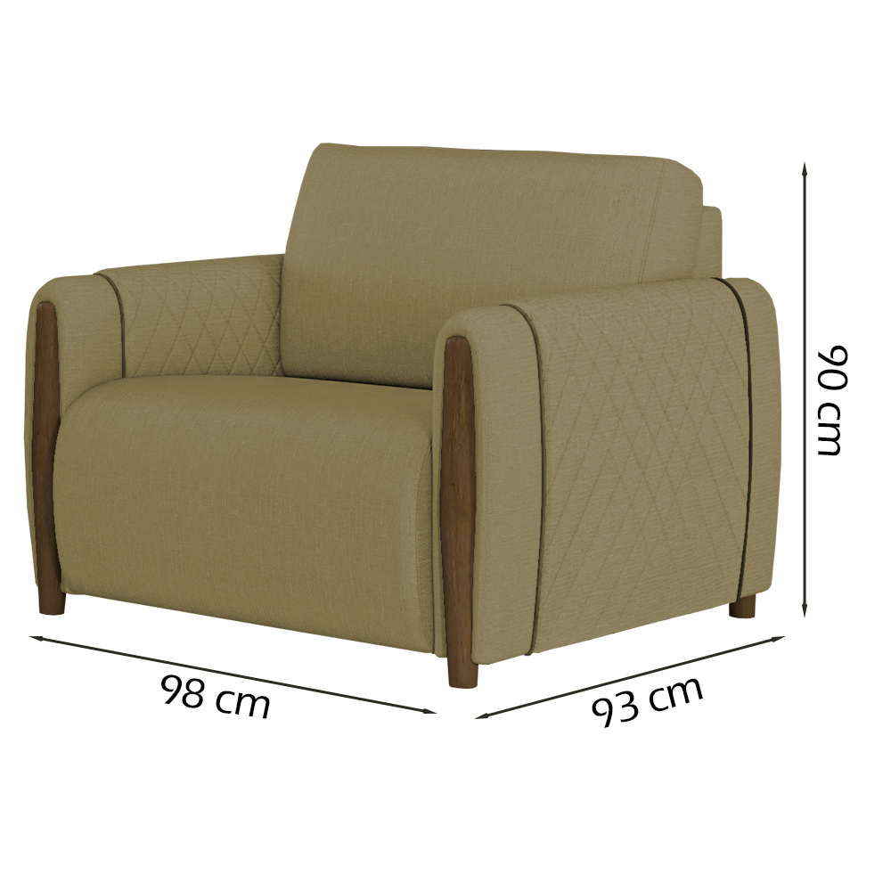 Kit Sofa 168 cm E Poltrona Decorativa Encanto Linho TCE 1025 Moll