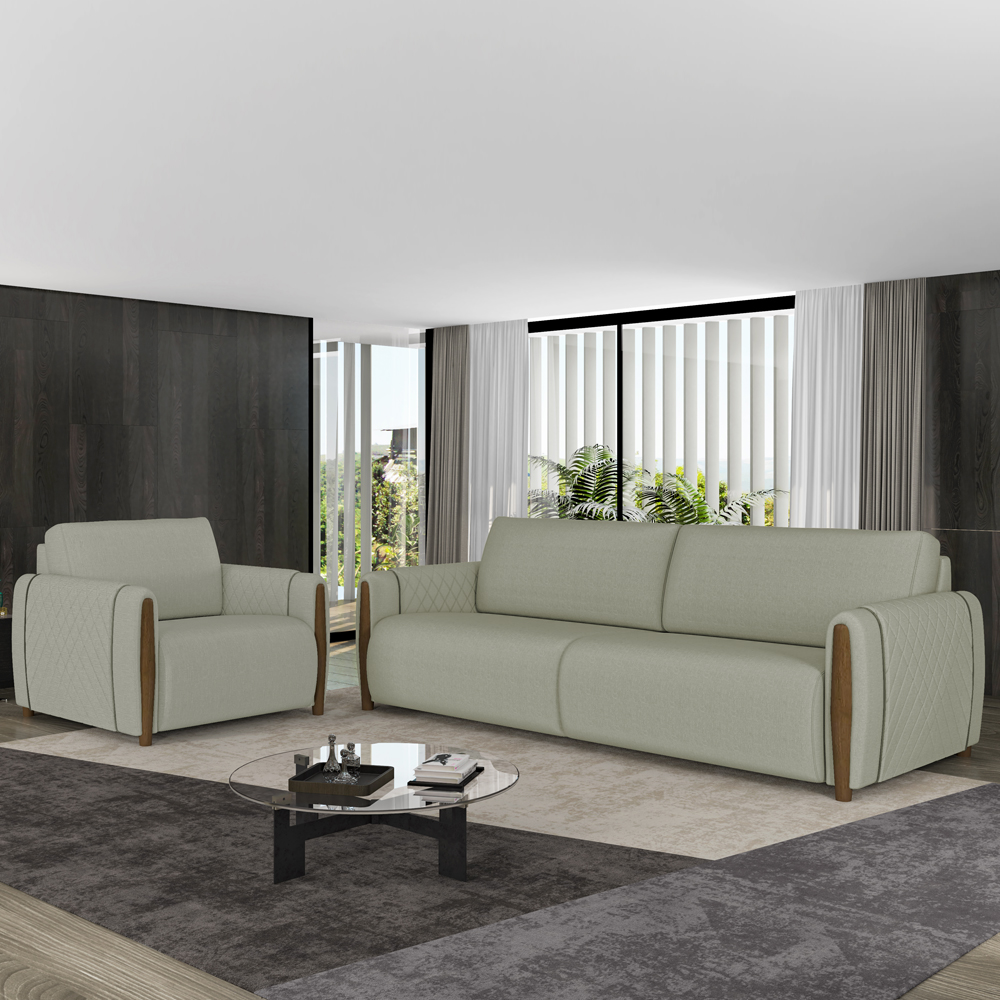 Kit Sofa 168 cm E Poltrona Decorativa Encanto Linho TCE 1026 Moll