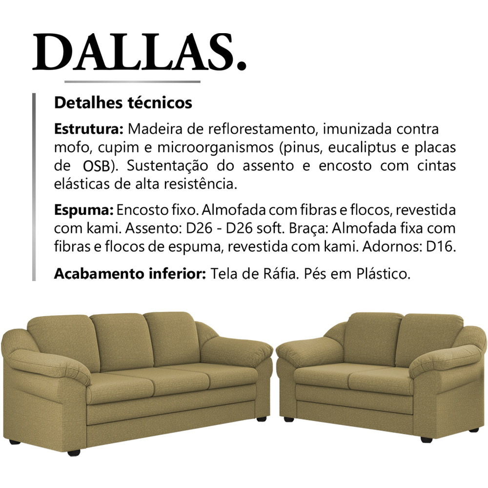 Kit Sofa 2 E 3 Lugares Dallas Linho TCE 1025 Moll