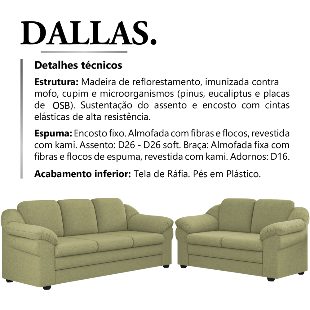 Kit Sofa 2 E 3 Lugares Dallas Linho TCE 1027 Moll