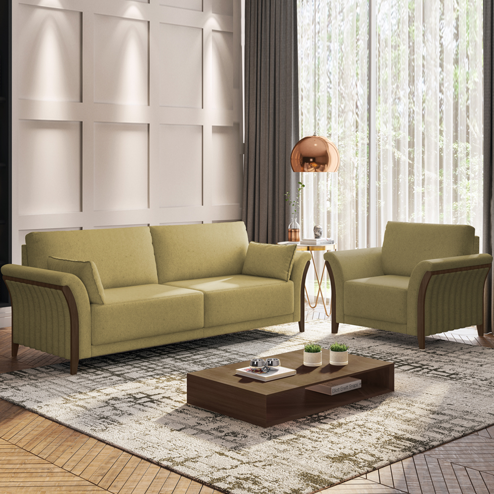 Kit Sofa 222 cm E Poltrona Decorativa Royalle Linho TCE 1025 Moll